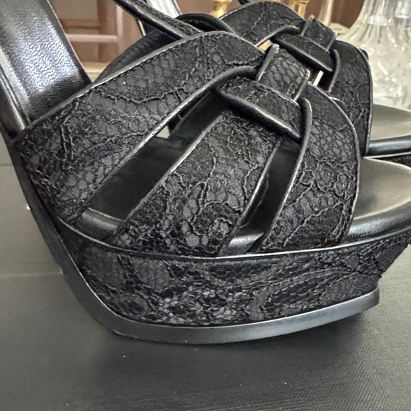 Saint Laurent Tribute Black Strappy Heels EUR 40 US 10 - Picture 4 of 13